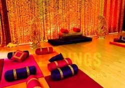 Mendhi Set up gadlas and gold seating