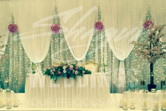 Jaladuta Backdrop with Sweetheart table in Pink with fresh flowers