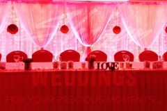 Reception Jaladuta Backdrop with Head Table in Red (Close Up)